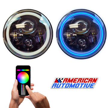 7 Inch RGB Round Headlights Halo Ring Angel Eyes LED Compatible with Wrangler