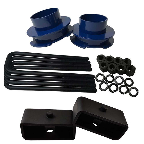 Chevrolet Silverado Sierra 1500 2WD Full Lift Leveling Kit - blue spacers with 2 inch lift blocks
