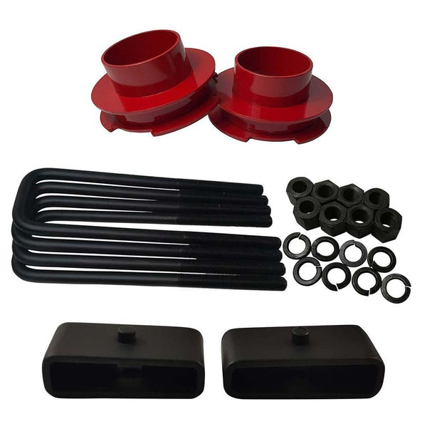 Chevrolet Silverado Sierra 1500 2WD Full Lift Leveling Kit - red spacers with 1.5 inch lift blocks